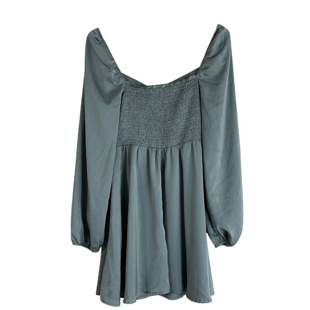 NWT Altar'd State Milkmaid Mini Dress Womens L Sage Green Smocked Soft Girl - Picture 5 of 8